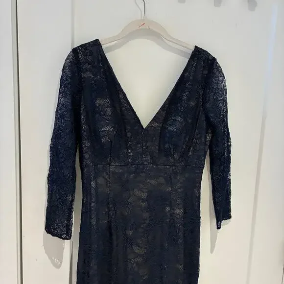 kay unger navy lace dress Portia Tea Length Dress – Kay Unger main image 0